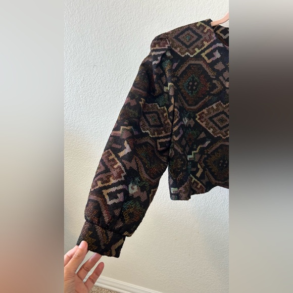 Doncaster Asymmetrical Button Down Southwestern Design Cropped Jacket SZ 12P - Picture 3 of 6